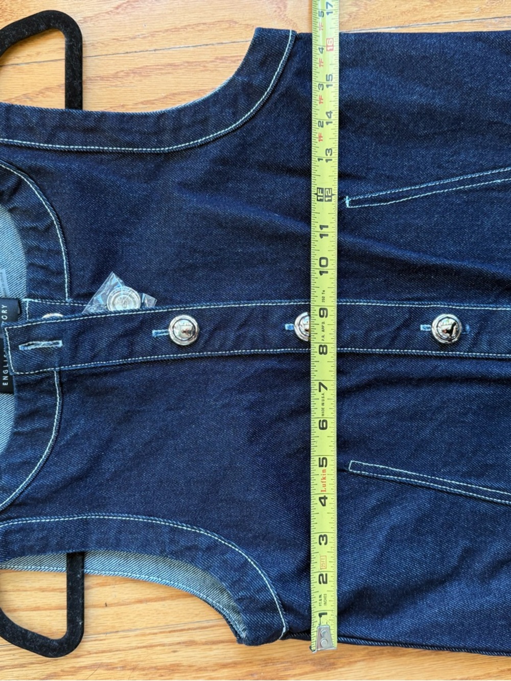 English Factory Classic Blue Denim Button-Front Dress with Contrast Stitching - Picture 5 of 6